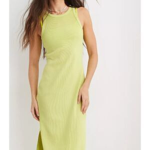 New Aerie Ribbed Tank Midi Dress - Sharp (Lime) Green - Size Medium